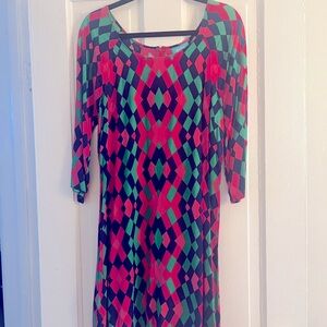 60s funky mini gogo dress pink lime navy